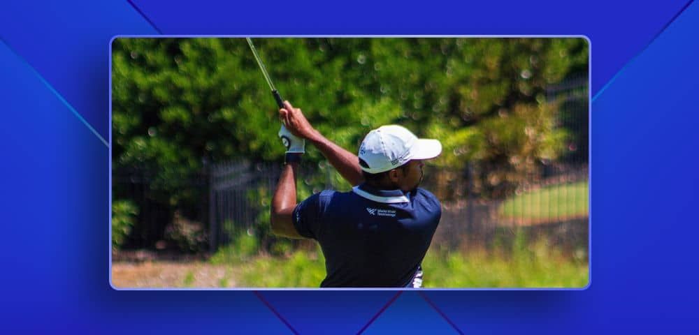 WWT sponsored golfer hitting what is sure to be a hole in one